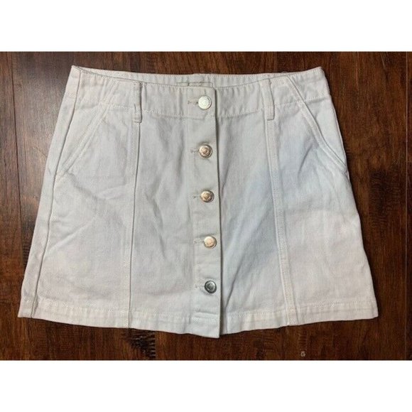 Forever 21 Size 28 Womens Skirt Button Front White Cotton Short - Picture 1 of 3